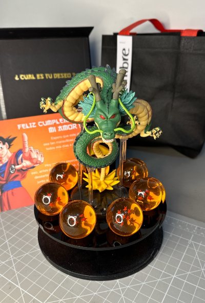 Colección shenlong 17cm + esferas 4.5cm + Exhibhidor acrílico